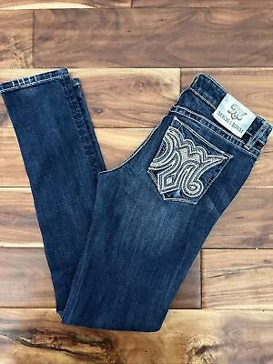 EUC Women’s MEK Denim Jeans Size 28 Palma Skinny Low Waist Embroidered Pockets • $19.90