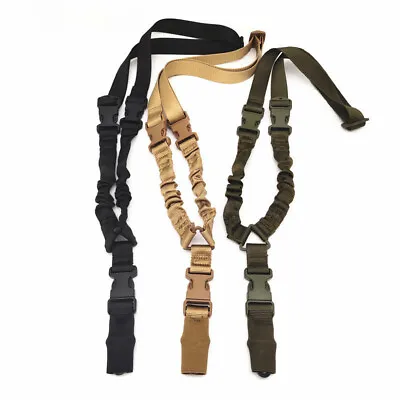 One Single Point Rifle Sling Tactical Gun Sling Strap Adjustable Buckle Bungee • $9.99