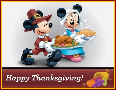 Happy Thanksgiving Mickey Mouse Edible Cake Topper Decoration • $12.99