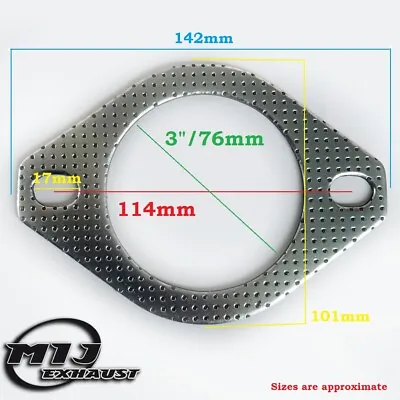 3  Inch 76mm High Temp Exhaust Gasket 2 Hole Repair Flange Joint • £4.99