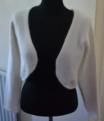 Ladies Matalan Amaranto Angora Mix Bolero Cardigan Size 12 Cream Used • £9.99