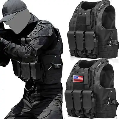 Military Tactical Vest Molle Army Combat Assault Airsoft Paintball Plate Carrier • $34.19