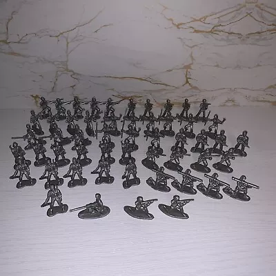 VTG Gray Silver Micro Mini Miniature Army Men Plastic 1.5” Figure Toys Lot OF 53 • $14.95