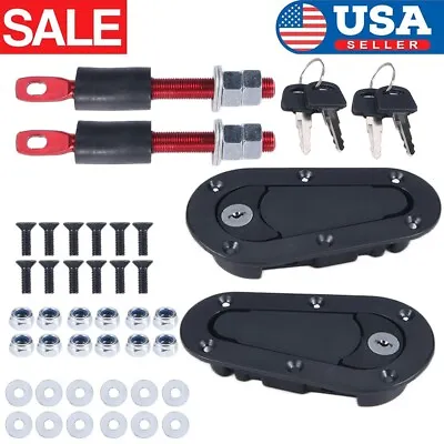 Black Quick Release Locking Hood Latch Pin Kit Universal For Car US Stock • $24.86