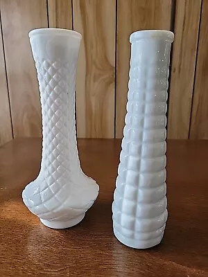 2 Vintage Milk Glass Bud Vases • $14