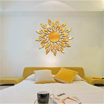 Removable 3D Sun Pattern Mirror Surface Wall Sticker Decal Home Room Decoration • $6.37