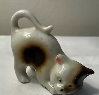 Vintage Miniature Hollow Cat Figurine Porcelain Made In Japan Mini • $11