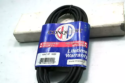 Conquest 15' Black KMC MIDI Special Cable 15 Ft 5-Pin Audio Control Cable Korea • $7