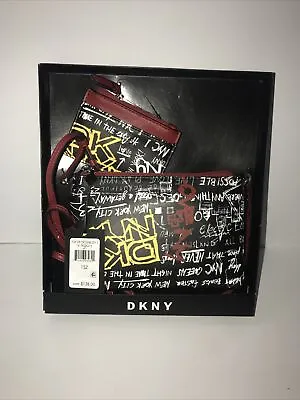 DKNY CROSSBODY BAG & MATCHING WALLET COIN PURSE Color Black Graffiti New In Box • $64.99