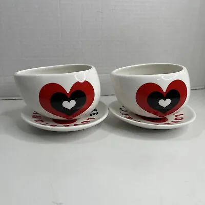 Max Brenner Hug Mug Cup & Saucer Chocolate Love Story Hearts Tea Coffee Mug (2) • $15.99