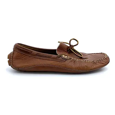 Mens 9 M HS Trask Driving Soft Brown Leather Shoes Loafers Boat Lace Up 30-0582 • $33.99