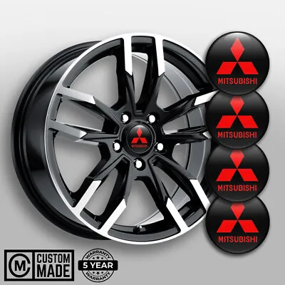 Set Of 4 Mitsubishi Decals For Center Wheel Caps Hood Fender Laptop Ice Chest • $16.49