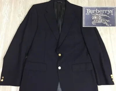 Vtg Burberrys’ Mens Navy Wool Metal Button Blazer Sz 40 Long (t0) • $50