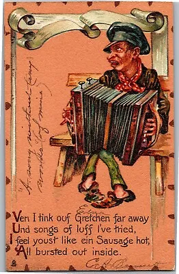 $8.49 • Buy Tucks 114 Valentine Man With Accordian Leatherette Vintage Postcard V18