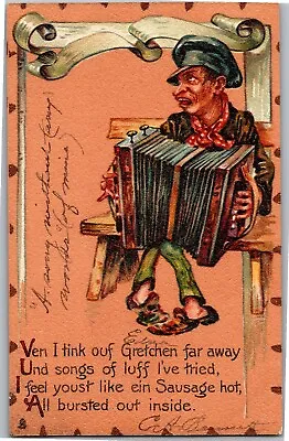 Tucks 114 Valentine Man With Accordian Leatherette Vintage Postcard V18 • $8.49