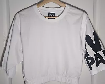 IVY PARK Cropped White Tee Size Small Logo Print Beyoncé VGC • $19.95