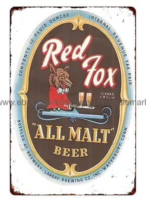 Bedroom Room Ideas Red Fox All Malt Beer Bar Table Dinermetal Tin Sign • $18.98