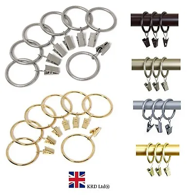 METAL CURTAIN RINGS WITH CLIPS Pole Rod Voile Net Ring Curtains Hanging 30mm UK • £3.09