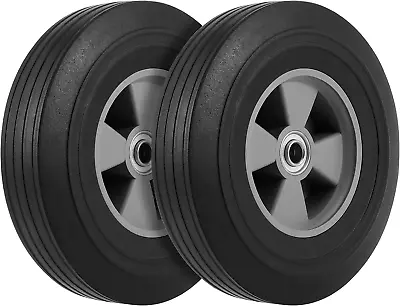 2 Pack 10 Inch Solid Rubber Tire 5/8 Inch Axle Size Hand Truck Wheels Replaceme • $34.92