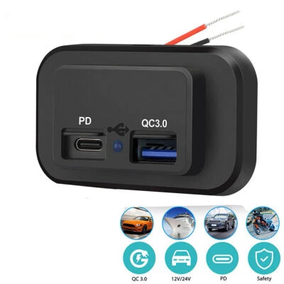 $10.49 • Buy Dual Phone Fast Charger Adapter PD Type C USB QC 3.0 Port Car Truck Accessories