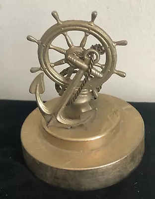 Vintage Nautical Sailing Anchor Ship Captain's Wheel Desk Art Napier Paperweight • $20