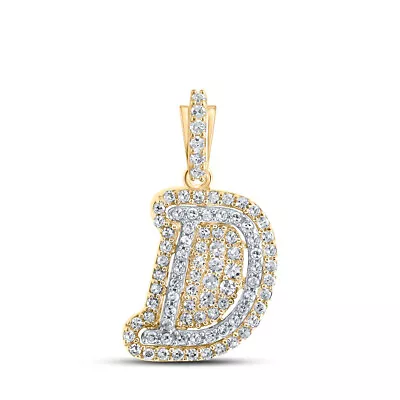 10K Yellow Gold Mens Round Diamond D Initial Letter Charm Pendant 1/5 Cttw • $265.75