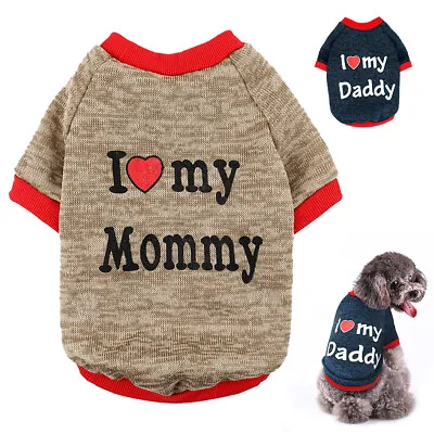 I Love Mummy/Daddy Small Dog Jumper Pet Puppy Clothes Sweater Yorkie Pomeranian • £6.95