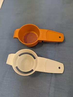 Vtg Tupperware #879-3 Orange Tea Small Mini Strainer Sifter EGG SEPARATOR #779-2 • $10.99