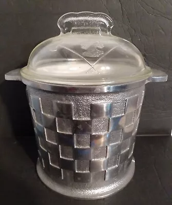 Vintage GUARDIAN SERVICE WARE Ice Bucket Orig Liner & Glass Lid Excellent Shape! • $30