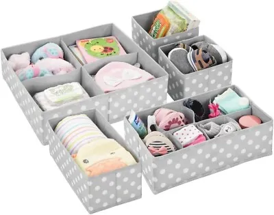 MDesign Fabric Storage Boxes - Set Of 5 - Wardrobe Organisers For Baby Clothes • £16.99