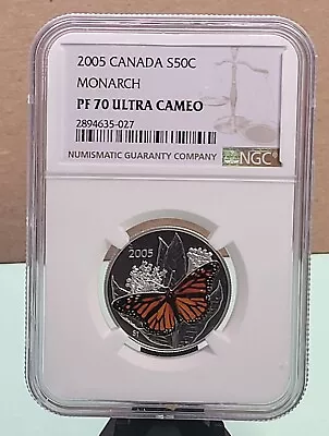 2005 CANADA 50c - MONARCH BUTTERFLY - NGC PF70 UC /w BOX & COA : 50 CENT • $206.73