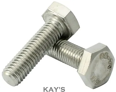£1.99 • Buy Hexagon Head Set Screws A4 Stainless Steel Fully Threaded Bolts M4 M5 M6 M8 M10