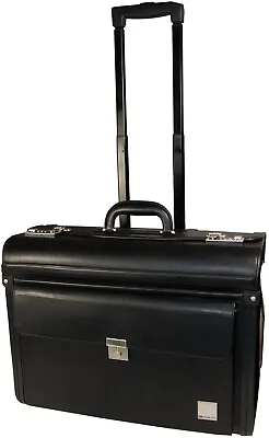 £85 • Buy Leather Executive Pilot Business Trol Laptop Travel Flight Wheeled Briefcase Bag