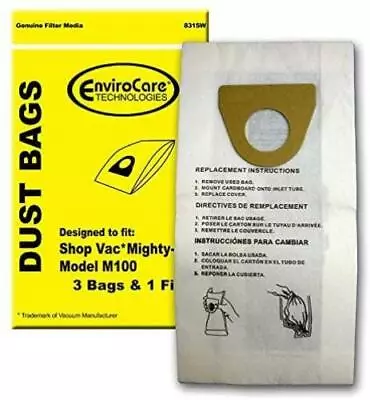 EnviroCare Vacuum Dust Bags For Shop Vac Mighty Mini  - 3 Pack With Filter • $9.99
