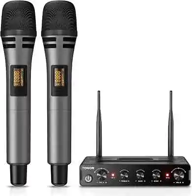 TONOR Wireless Microphones UHF Cordless Dual Handheld Dynamic Karaoke Mic TW350 • £44.99