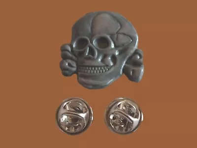 Skull And Bones Hat Pin Lapel Death Head Totenkopf Double Post Pin New In Bags • $11.95