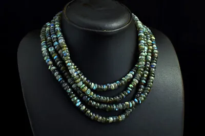 759 Cts Earth Mined 4 Strand Labradorite Rondelle Beaded Necklace JK 22E301A • $5.50