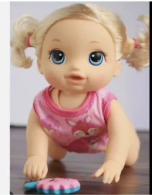 Baby Alive Baby Go Bye Bye Blond Doll Talks & Crawls Drinks And Wets. • $75