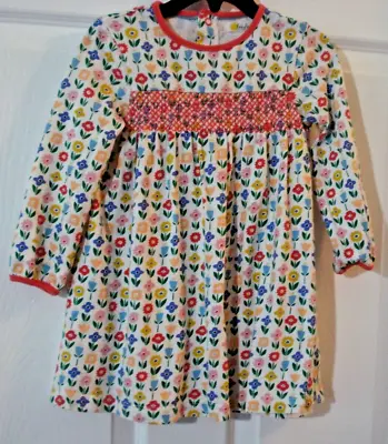 Mini Boden Flower Print Smocked Long Sleeve Dress Size 2T • $23.99