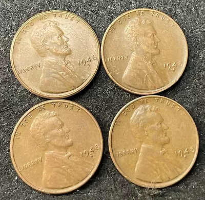 1948 S Lincoln Wheat Penny 4 Coin Lot - Free Economy Shipping • $1.60