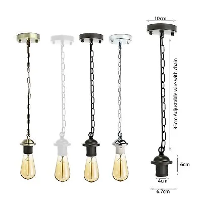 Ceiling Rose & Chain Pendant E27 Fitting ANTIQUE BRASS Hanging Lamp Holder Kit • £12.63