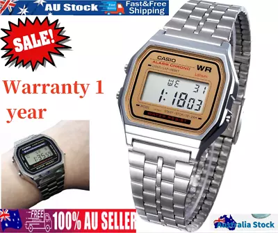 GENUINE- CASIO RetroCasio A158W Watch Vintage Retro Silver Stainless Steel Digit • $18.69