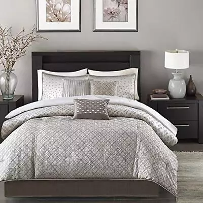 Madison Park Biloxi Jacquard Comforter Set - Modern Geometric Design All Season • $113.77