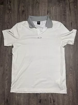 Oakley White Golf Pickleball Polo Shirt Men’s Size Medium Short Sleeve • $18.99