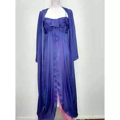 Vintage Womens 12 Evening Gown Jacket Set Bow Front Spaghetti Strap Purple • $21.24