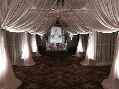 WHITE Sheer Wedding Backdrop  Draping Voile Panel 10 Ft X 10ft  • $26.95