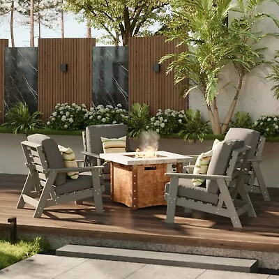 Clihome Outdoor Sofa Patio Lounge Armchair With Cushioned With 34.5in Fire Pit • $1944.66