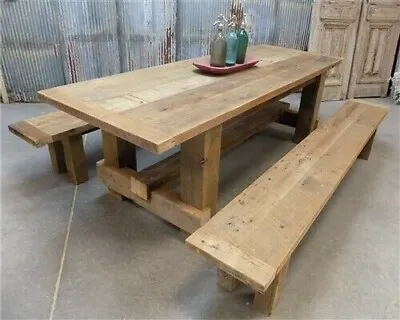 $1650 • Buy 7' Amish Pine Harvest 4 Leg Table, Custom Made To Order, Rustic Farmhouse Table,