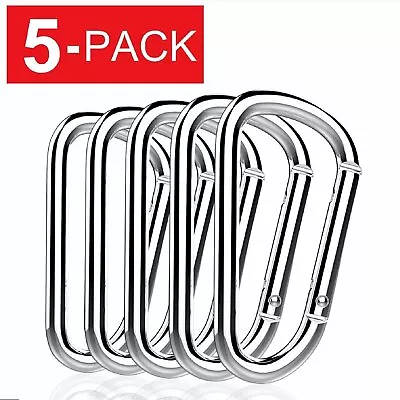 5 Pack Strong Aluminum Carabiners Tactical Straight D Ring Key Chain Clip • $4.05