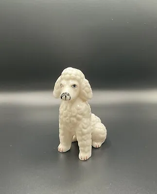 Poodle Bone China Figurine White Vintage Hand Painted Japan • $6